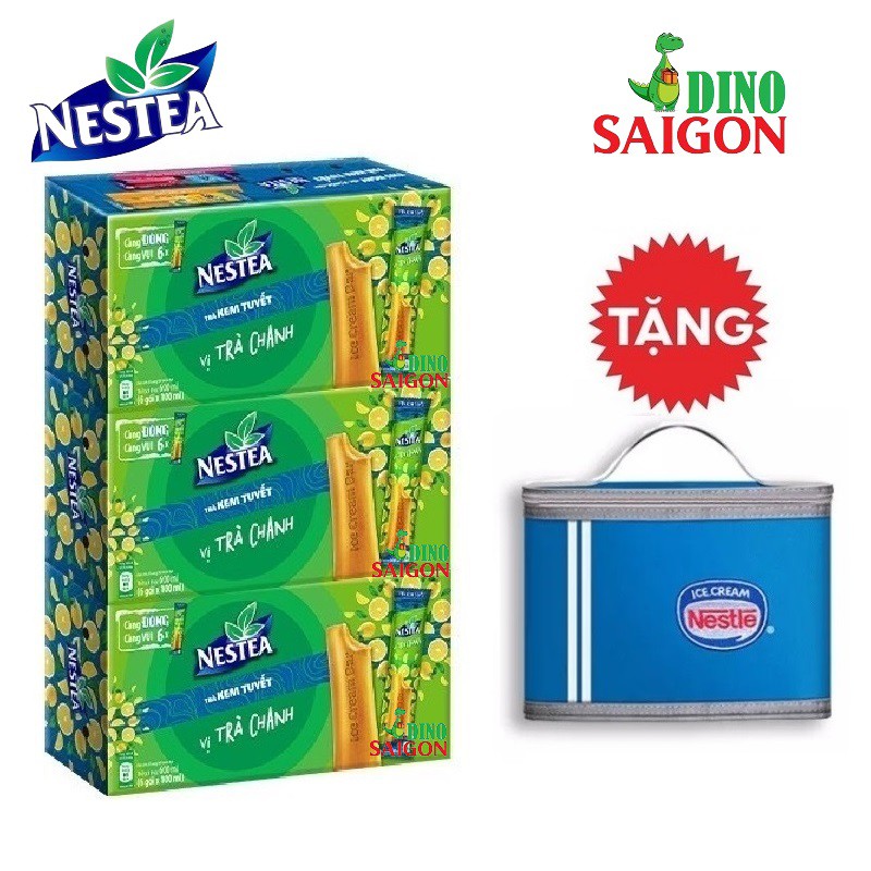 [Tặng 1 túi giữ nhiệt] Combo 3 Hộp Trà Kem Tuyết Nestea vị Trà chanh