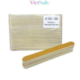 Dũa Móng Tay Mỏng Nhám Nâu Vàng Da Bò 100/180 Lõi Nhựa Cứng
