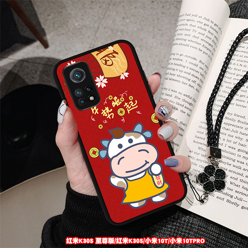 Vỏ điện thoại di động Xiaomi 10 phiên bản cao cấp đời này Vỏ bảo vệ da bò có màu đỏ cao k30s phiên bản cực cao cổ tay na