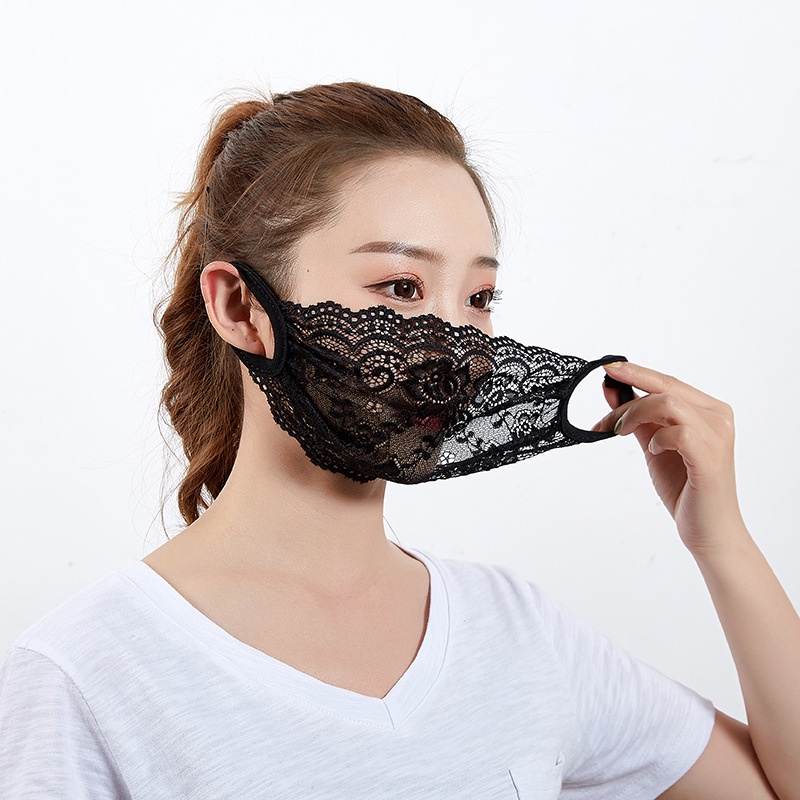 Black lace sunscreen mask adult ladies summer fashion thin single-layer sunshade super breathable comfortable mask