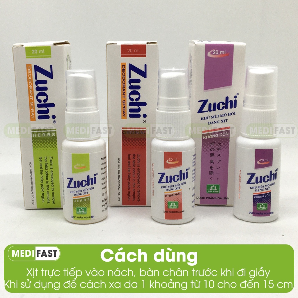 Zuchi khử mùi hôi nách - chai 20ml - từ thảo dược - xịt khử mùi cơ thể