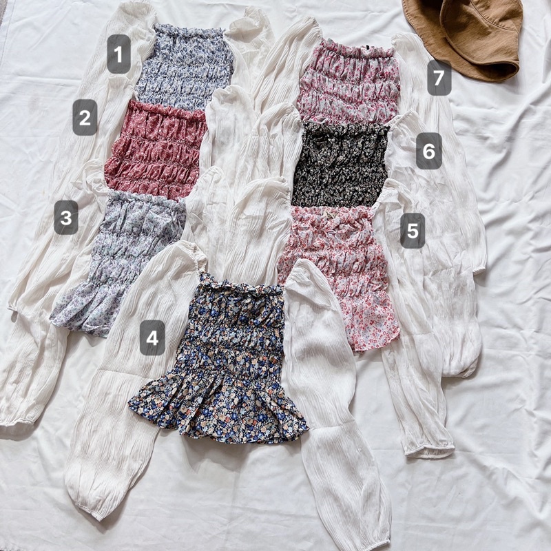 LOVI SHOP - Áo kiểu hoa nhí nhún phối tay voan dài tiểu thư xinh xắn nhiều màu  nhà LOVI