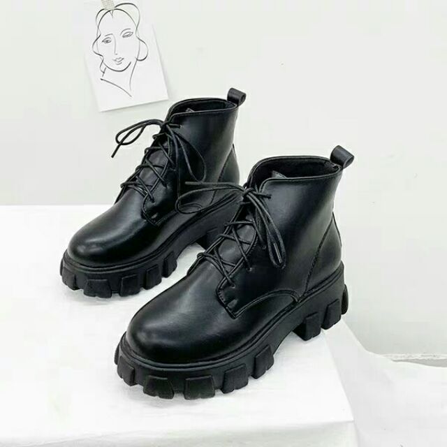 (sẵn size 39)Giày da ulzzang cổ cao đế cao | BigBuy360 - bigbuy360.vn
