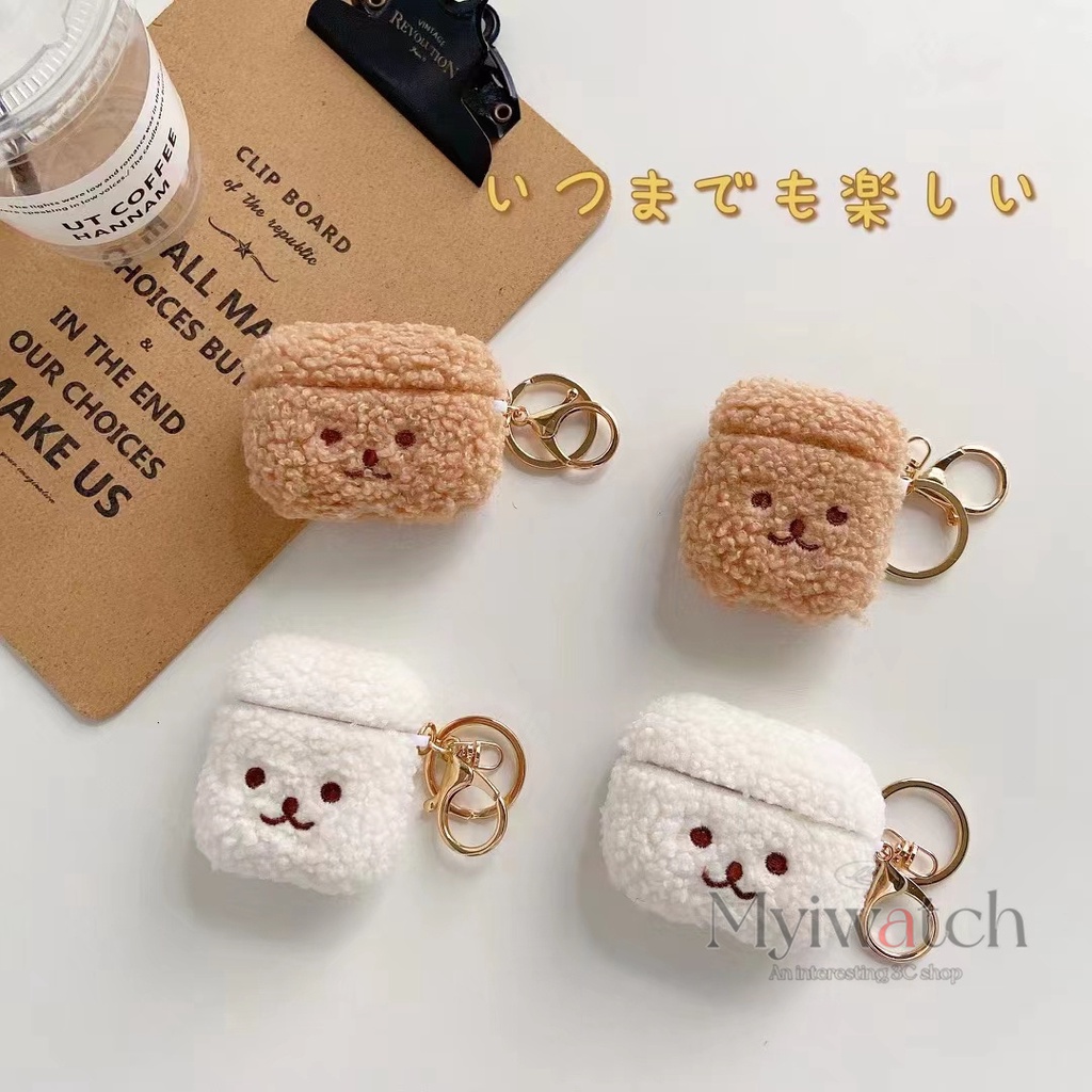 Vỏ Bảo Vệ Hộp Sạc Tai Nghe bluetooth Không Dây Apple AirPods 1 2 3 Pro Hình Chú Chó Bông Mềm Gắn Móc Treo