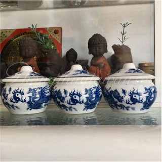 Chum Nước,Choé Nước ,Bộ Chum ly có nắp sứ rồng xanh[3 chum]/ [có bán lẻ]
