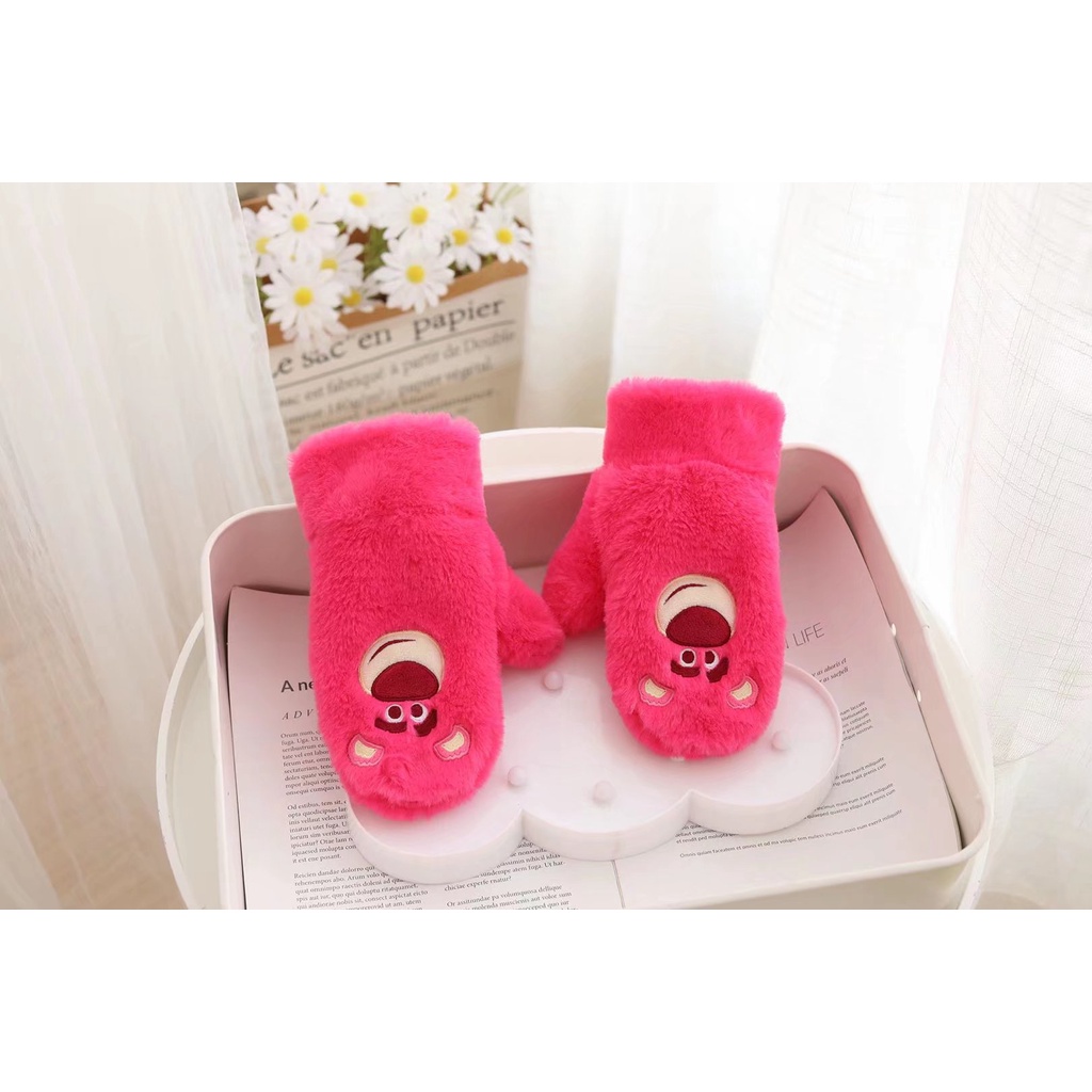 Nón - bao tay giữ ấm gấu dâu Lotso