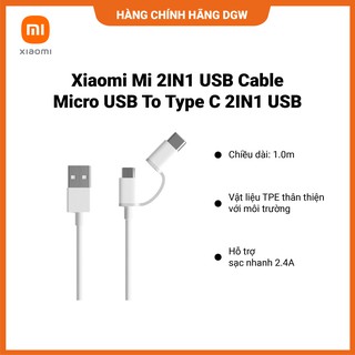 Dây Cáp Sạc XIAOMI MI 2IN1 USB CABLE MICRO USB TO TYPE C 2in1 USB | Tốc Độ Truyền Tải Cao
