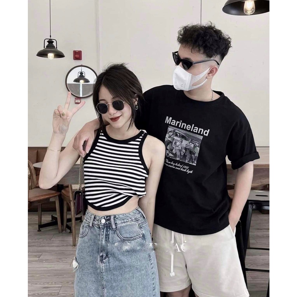 Áo Tank 3 Lỗ  Kẻ May Viền Chất Liệu Xốp Freeship Áo 3 lỗ 2 màu Đen Trắng