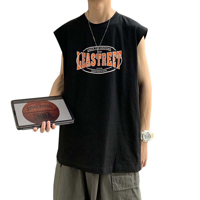 Áo Thun cotton Dáng Rộng Sát Nách Phong Cách hip hop FURILINE MEN144 Cho Nam