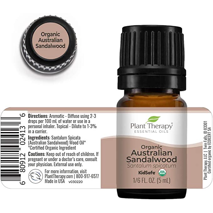 Plant Therapy - Tinh dầu hữu cơ Gỗ Đàn Hương Úc  - Organic Kidsafe essential oil