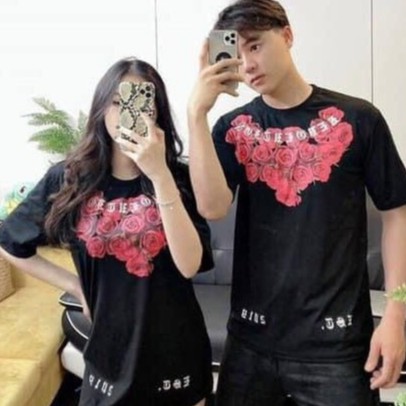 Áo thun tay lỡ Mikenko hoa hồng đỏ CAMNHUNG áo thun nam nữ unisex