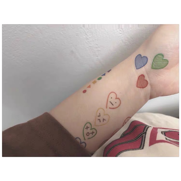 bộ xăm nhiều hình cute hình xăm trái tim