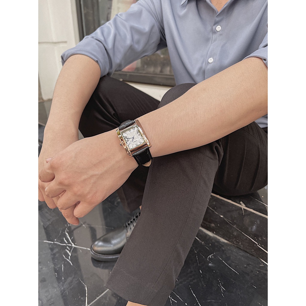 Đồng hồ nam mặt nhỏ cao cấp Chính hãng SKMEI doanh nhân công sở mặt vuông chữ nhật dây da bảo hành chính hãng