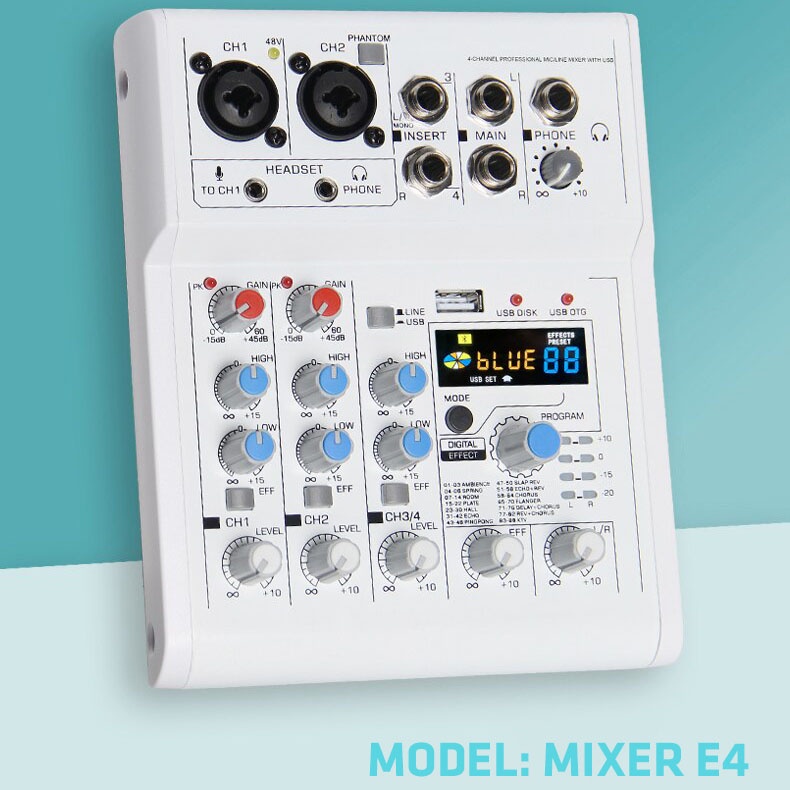 Mixer E4 Plus Hát Livestream Chuyên Nghiệp , Âm Thanh Sống Động , Kiểu Dáng Cực Đẹp , Dễ Dàng Sử Dụng