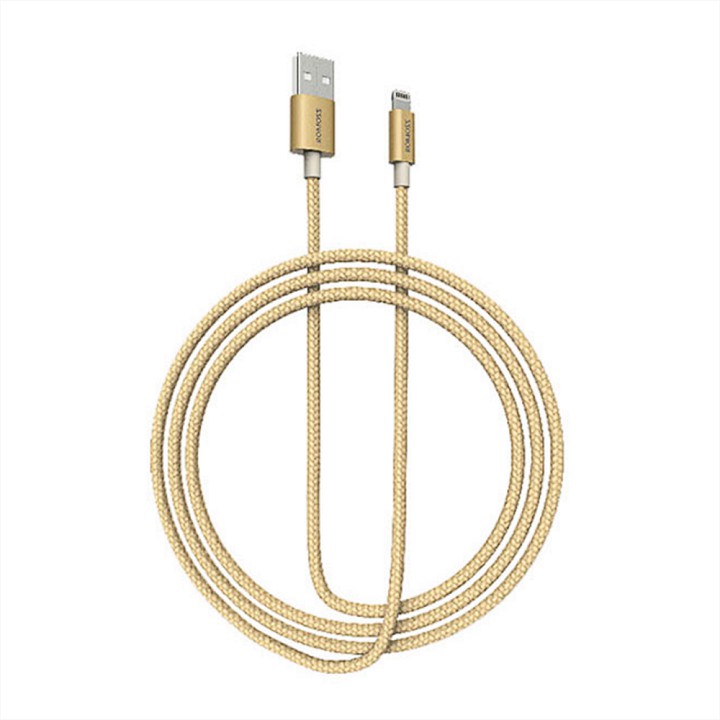 Cáp sạc iPhone iPad Romoss Lightning CB12N bọc Nylon Vàng - Hãng phân phối chính thức