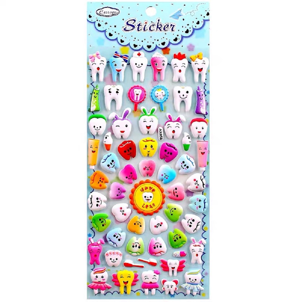Bộ 5 Tấm Sticker Hình Chiếc Răng 3d Dễ Thương Dùng Làm Quà Tặng Cho Bé