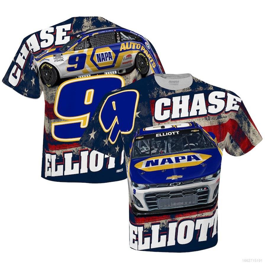 Áo Thun Thể Thao Đồng Phục Đội NAPA YS2 NASCAR F1 Chase Elliott Hendrick Motorsports Team NAPA Tay Ngắn Cổ Tròn Plus Size SY2