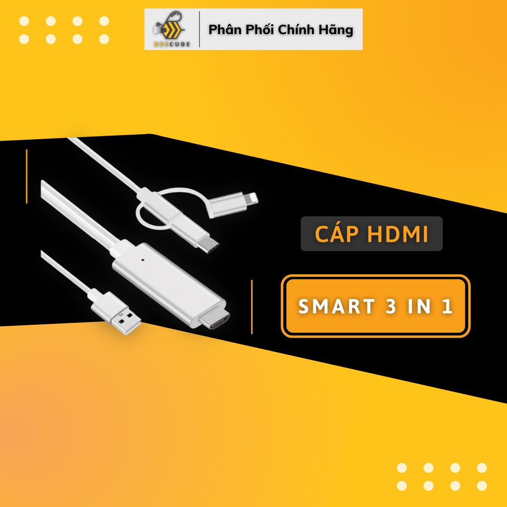 Cáp MHL Cao Cấp 3 in 1 sang HDMI, cáp chuyển đổi Full HD đa năng kết nối điện thoại ra tivi, máy chiếu