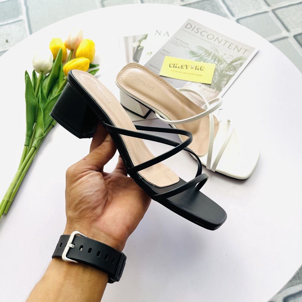 Sandal quai mảnh, guốc 5 phân dây chéo - H30