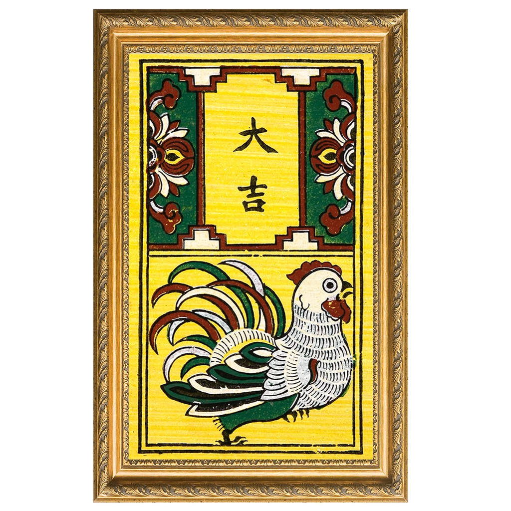 [Tranh Đông Hồ] Bức Gà Đại Cát - không khung tranh, Dong Ho folk paintings Viet Nam national cultural heritage