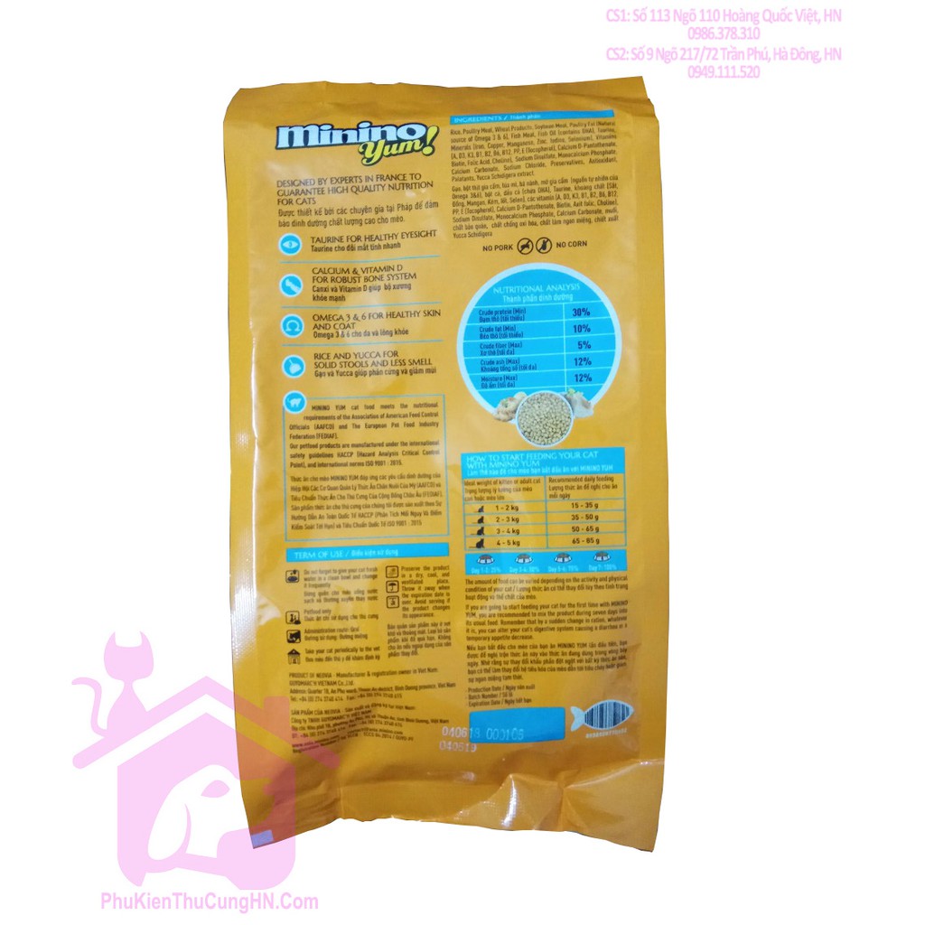 Thức ăn mèo MININO YUM 1,5kg - Phụ kiện thú cưng Hà Nội