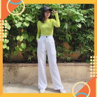 ẢNH THẬT - QUẦN ỐNG SUÔNG LƯNG THUN MÀU TRẮNG