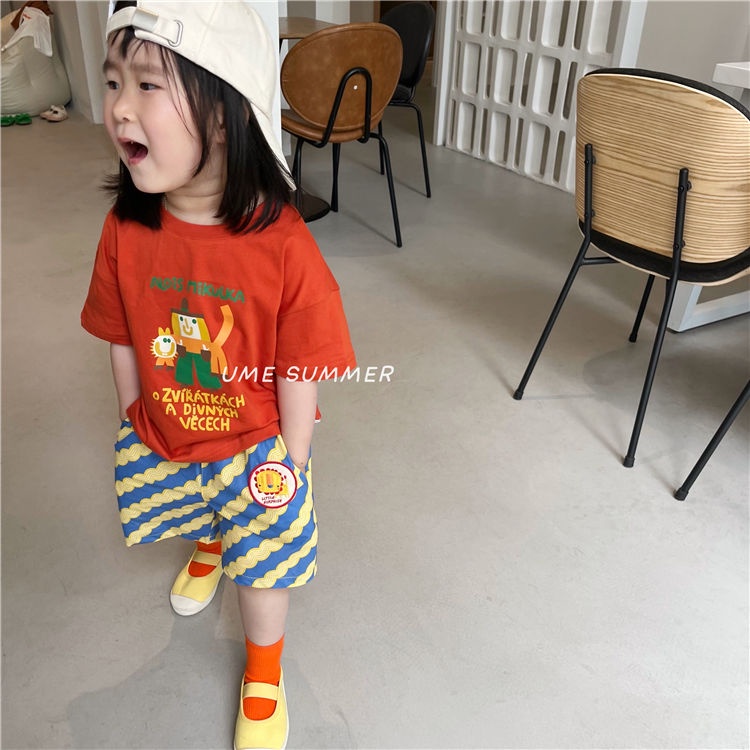 Bộ Áo Thun Tay Ngắn Và Quần Short Họa Tiết Hoạt Hình Phong Cách Nhật Bản Thời Trang Mùa Hè 2022 Dành Cho Bé Trai Gái