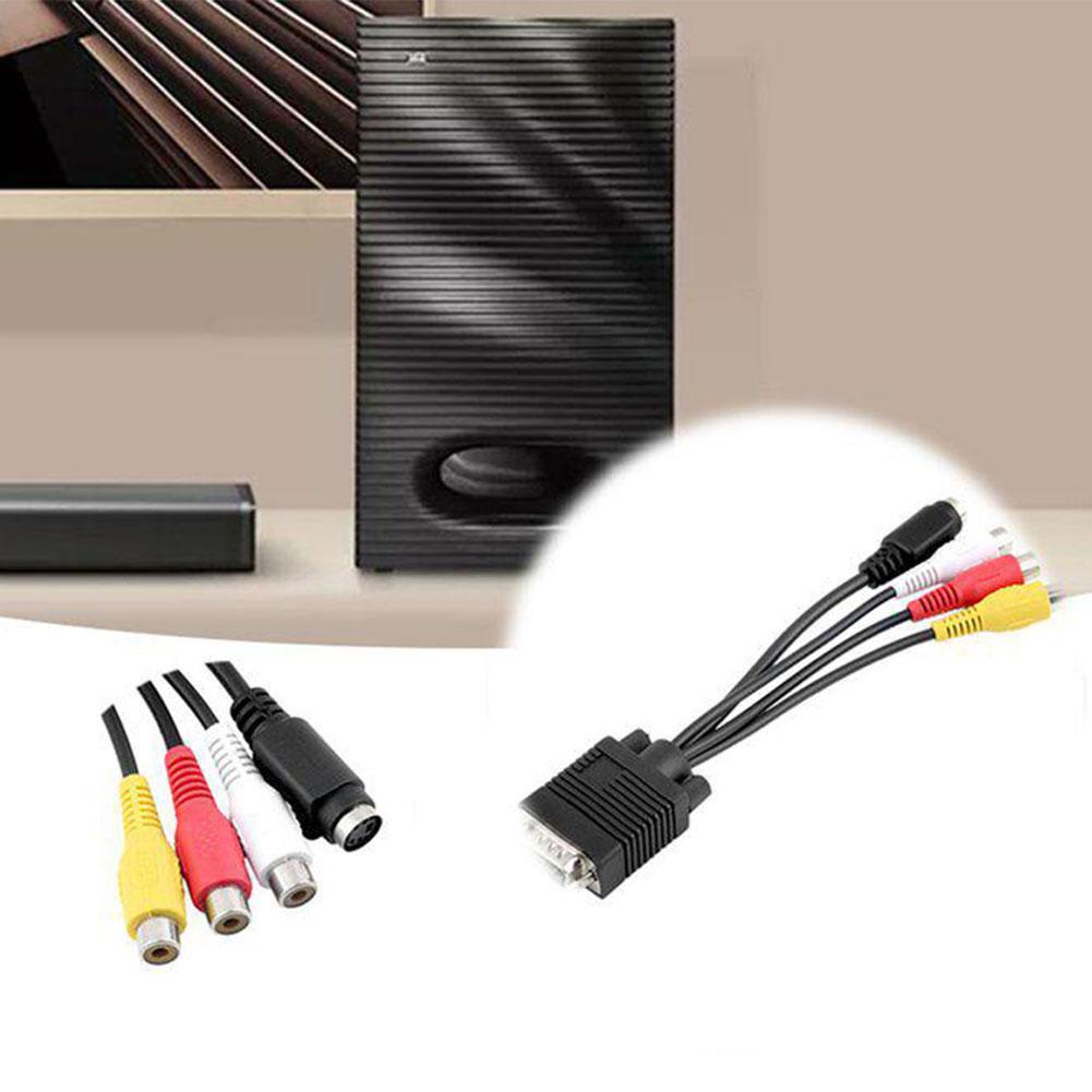 Cáp chuyển đổi VGA SVGA sang S-VIDEO 3 RCA TV AV M8T6 I2Z3 cho PC J8R1
