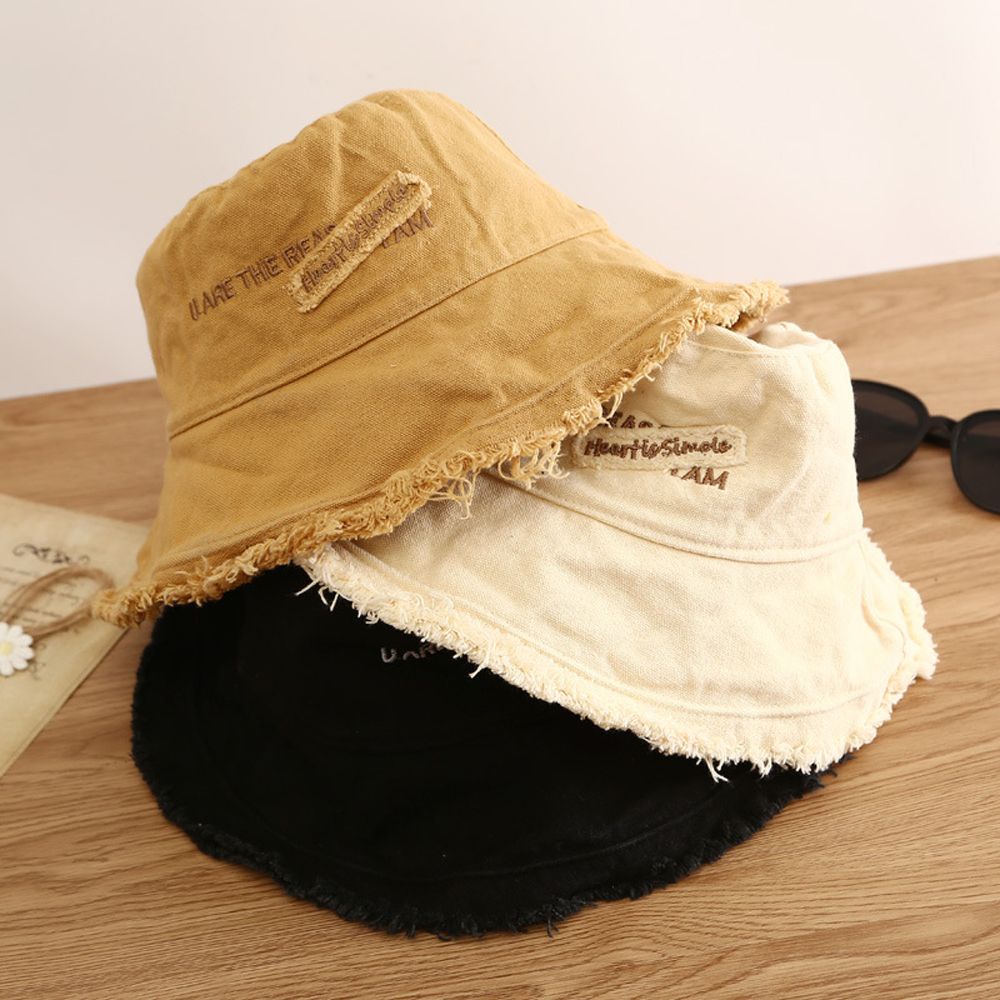 Nón bucket thêu chữ phong cách Hàn Quốc thời trang cho nữ