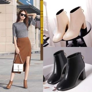 Bốt đế vuông 5cm,khóa sau