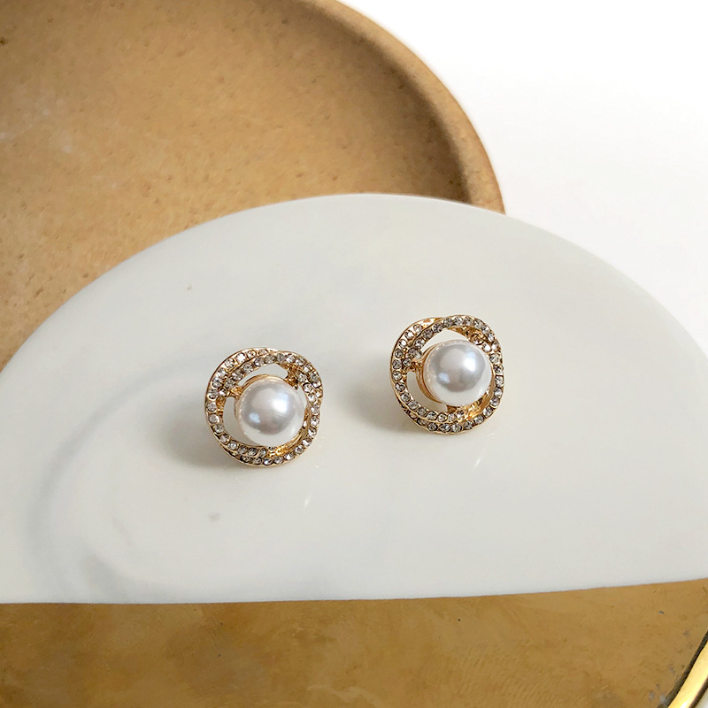 Khuyên tai phối ngọc trai đính đá thời trang 2021 cao cấp cho nữ