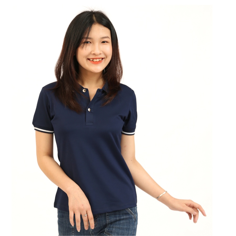 Áo phông polo bluechic màu xanh than kiểu dáng trẻ trung, thanh lịch