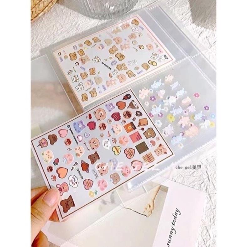 Sổ Đựng Sticker Nail Trong Suốt, Quyển Album Đựng Sticker Móng 80 Tấm