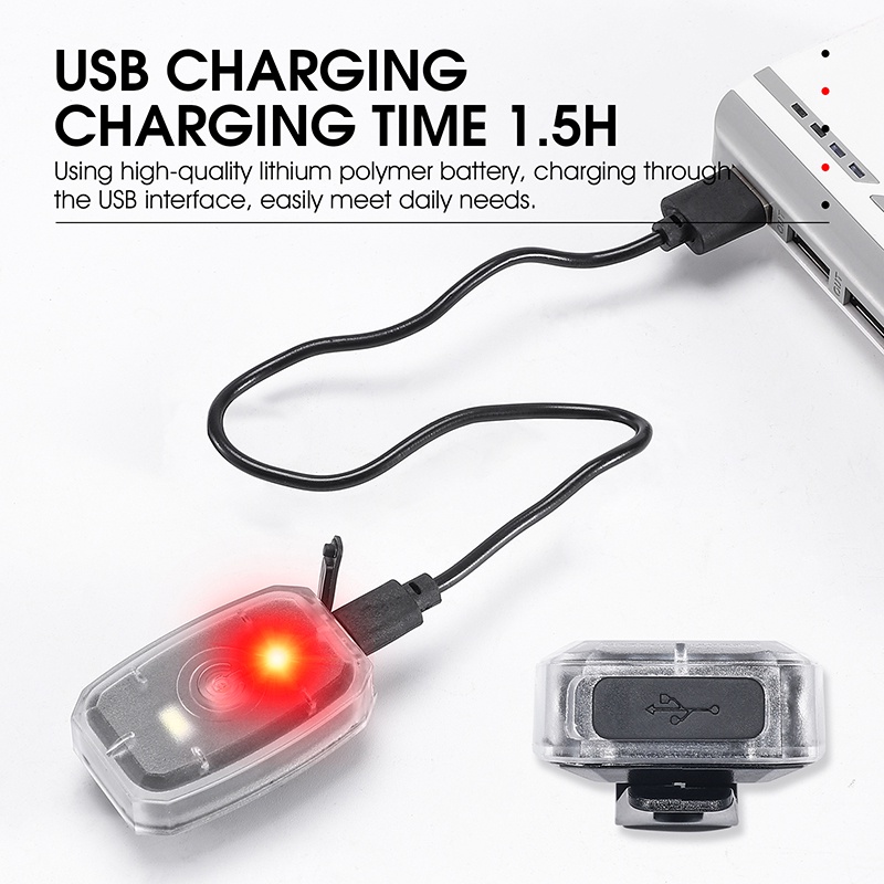 Đèn gắn đuôi xe đạp mini WEST BIKING chống nước sạc bằng cổng USB 2 màu đèn 4 chế độ
