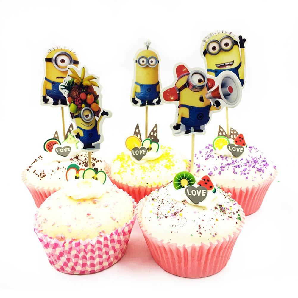 24 CÁI Mô Hình Hoạt Hình Đáng Yêu Trẻ Em Sinh Nhật Cupcake Toppers Lựa Chọn Bánh Tiệc Trang Trí Cờ Tăm