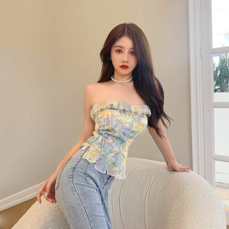 Áo không tay in hình hoa thời trang thanh lịch