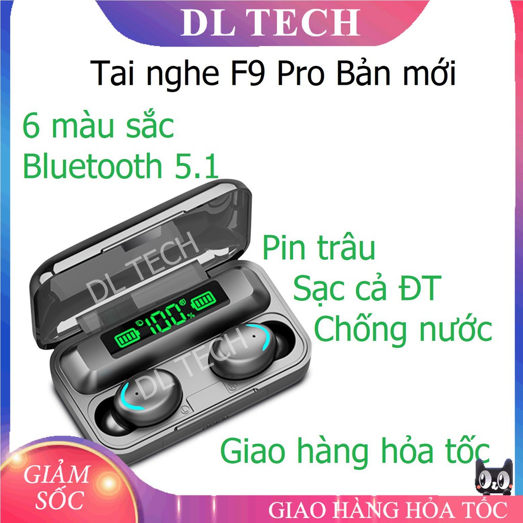 Tai Nghe Bluetooth 5.0 True Wireless TWS kháng Nước Chống ồn có Micro Tự Động Kết Nối 8D F96 DL TECH