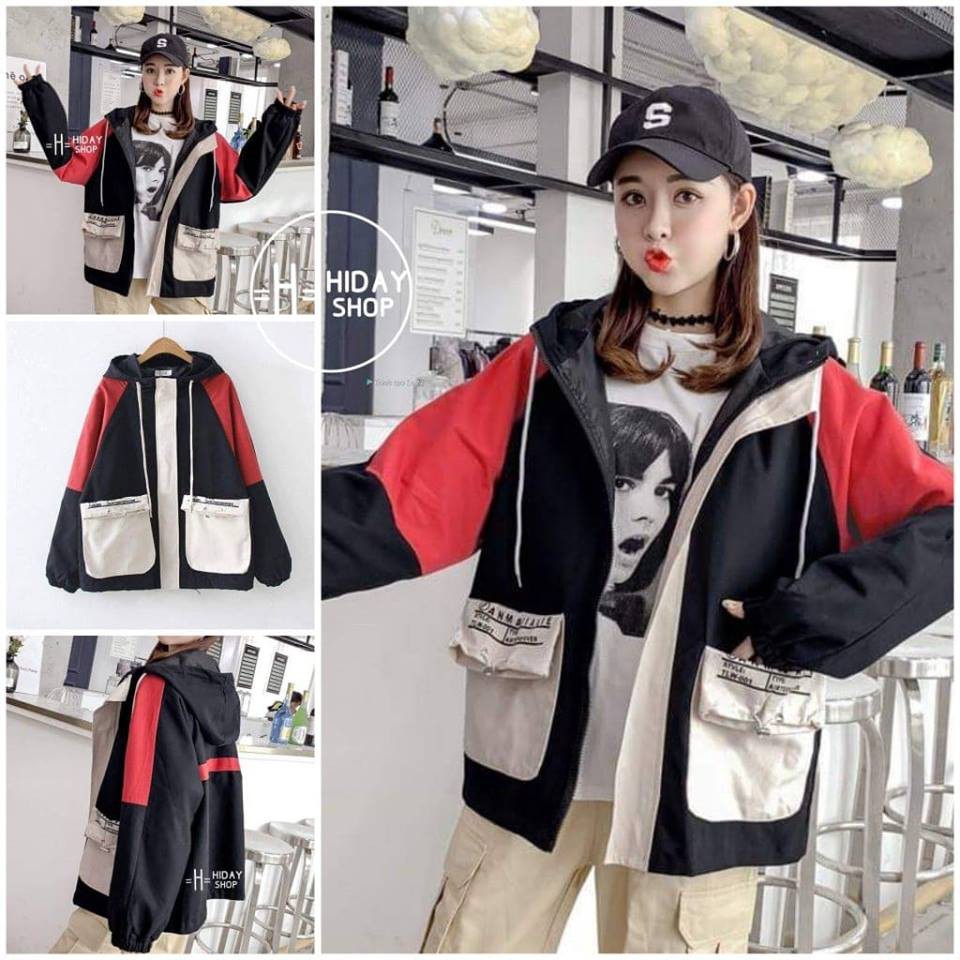 Áo khoác KAKI PHỐI nam nữ có nón form rộng chống nắng  ❤️ ULZZANG đi học VIVU123STORE KAK011
