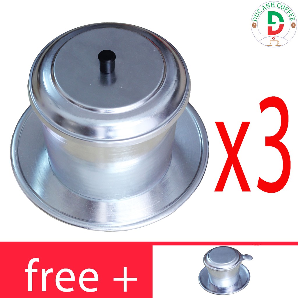 combo 3 phin nhôm pha cà phê loại lớn Hết cỡ 500ml ( pha được 10-12 người uống)- tặng 1 phin size 7 dày 6 zem