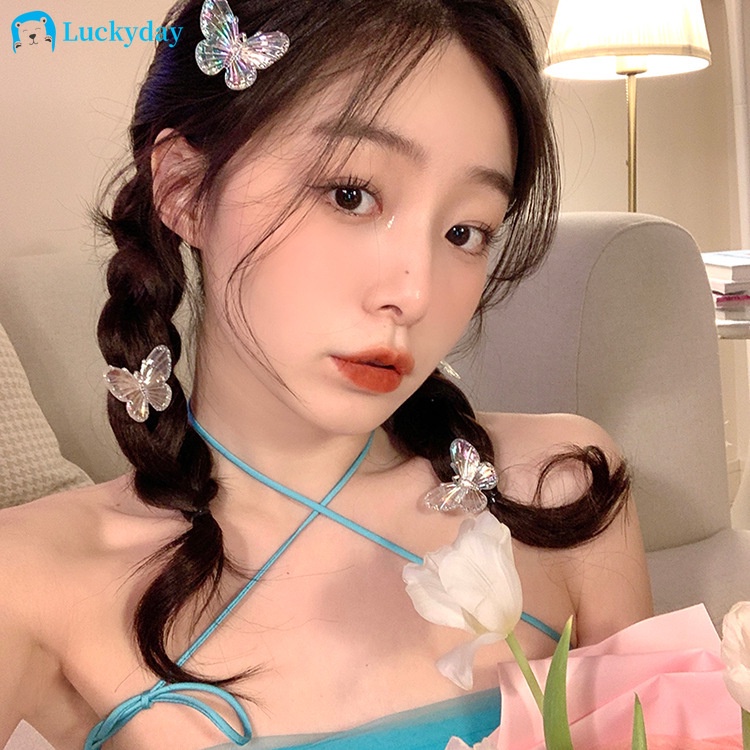 Kẹp Tóc Hình Nơ Màu Hồng/ Trắng/ Hồng Thời Trang Xinh Xắn Cho Nữ