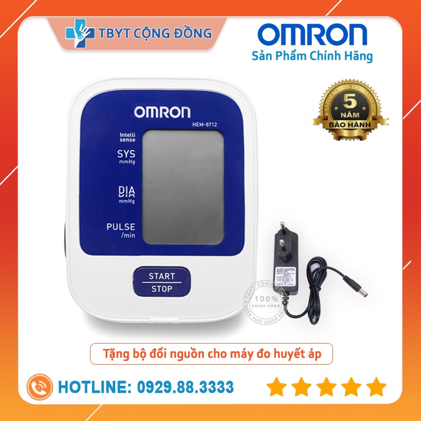 Máy đo huyết áp bắp tay Omron HEM - 8712 + Tặng Bộ Đổi Nguồn ( Bảo Hành 5 Năm Chính Hãng )