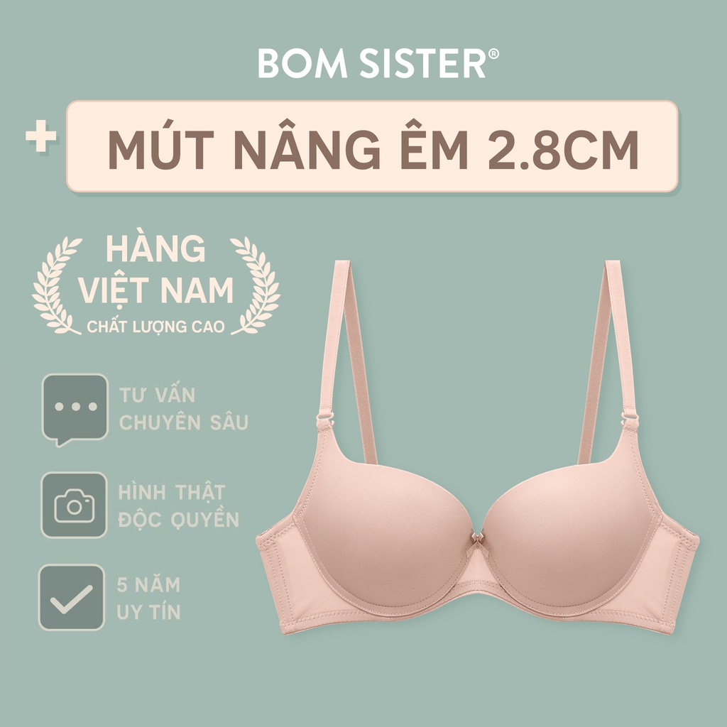 [Mã FARSBRBOM1 giảm 10% đơn 99K] Áo lót mút vừa có gọng thun lạnh màu trơn nâng ngực tự nhiên BOM SISTER MU1005