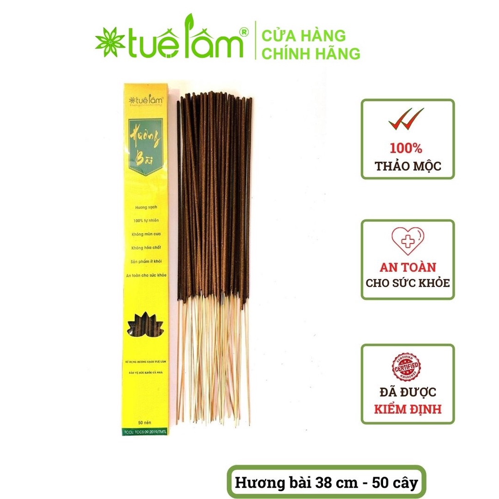 Hương bài Tuệ Lâm hộp 50 nén 38cm , nhang sạch có kết quả kiểm định