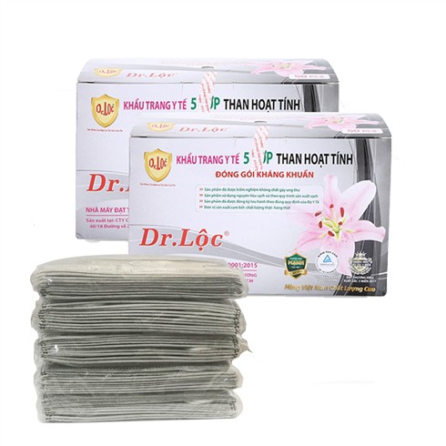 Khẩu trang y tế than hoạt tính 5 lớp Dr Loc (hộp 50 cái)