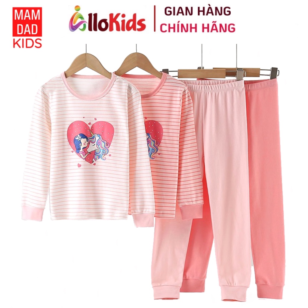 12-54kg Bộ Cotton Dài tay Thu Đông Hãng MamDadKids cho Bé Gái #trái tim