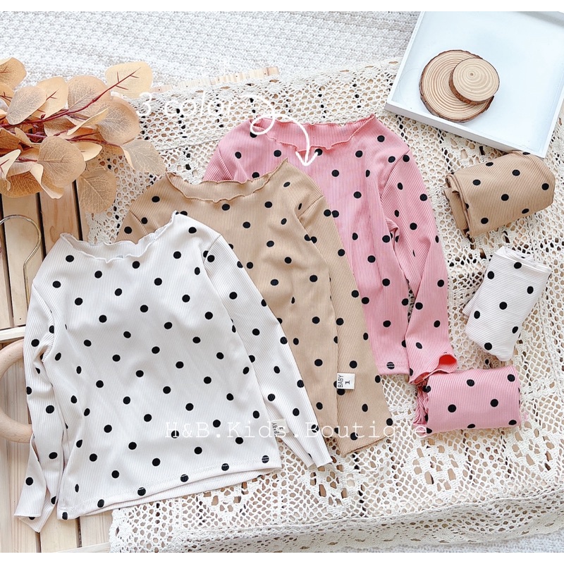 Set bộ len tăm Minky mom chấm bi