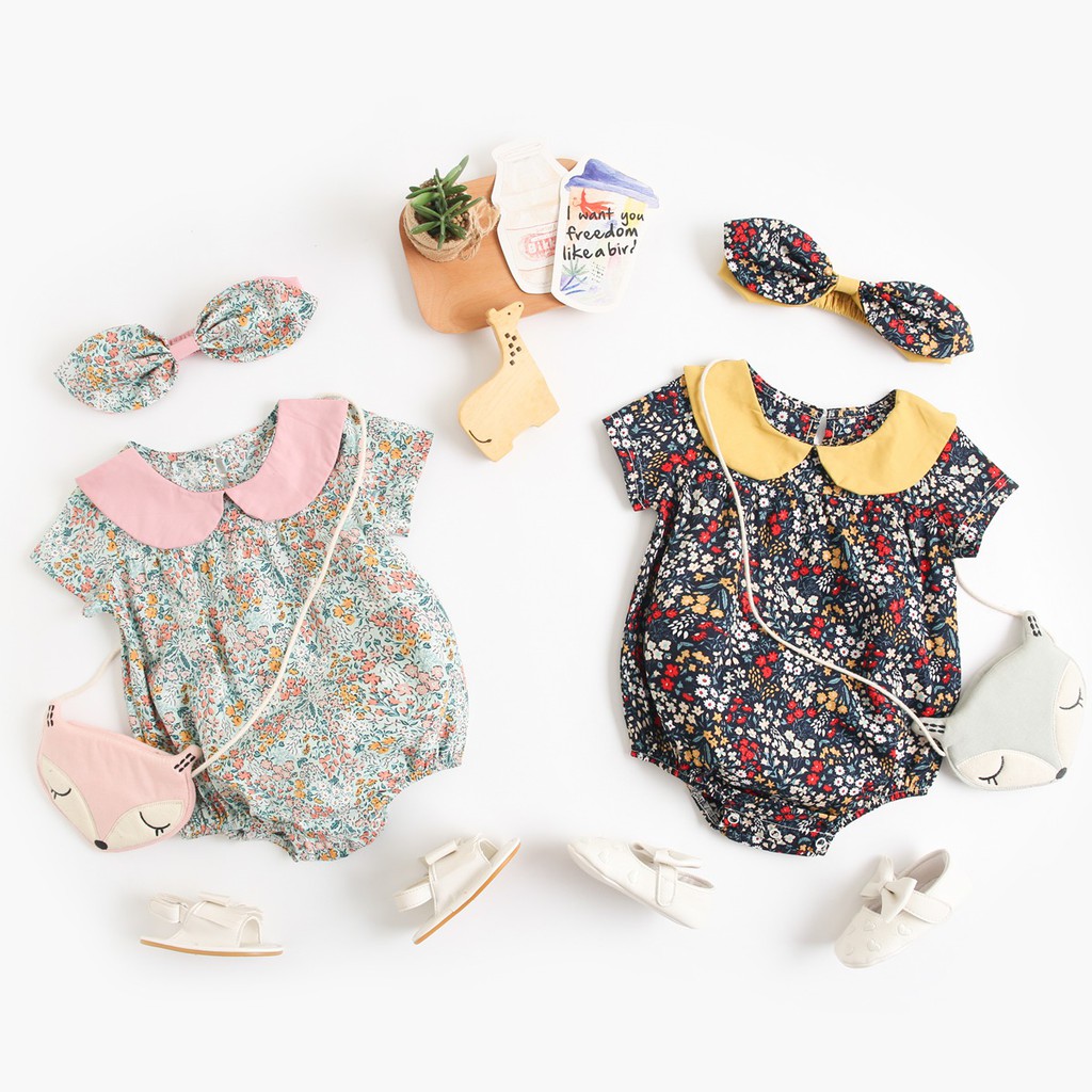 Áo Liền Quần Sanlutoz Phong Cách Mùa Hè Kèm Băng Đô Đáng Yêu Cho Bé Gái