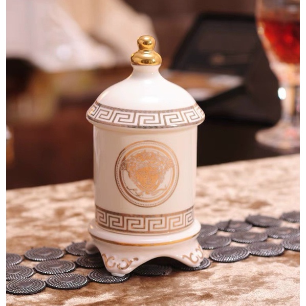 gạt tàn, hũ tăm versace. gạt tàn thuốc lá cao cấp phong cách hiện đại. hũ đựng tăm