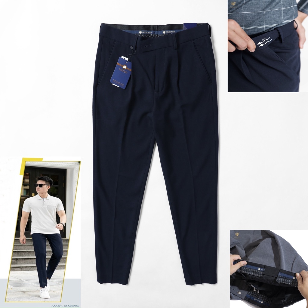 Quần tây lật gấu dáng slimfit co giãn nhẹ kiểu quần âu sọc dọc thời trang - 𝐅𝐑𝐄𝐄 𝐒𝐇𝐈𝐏 - QVML7