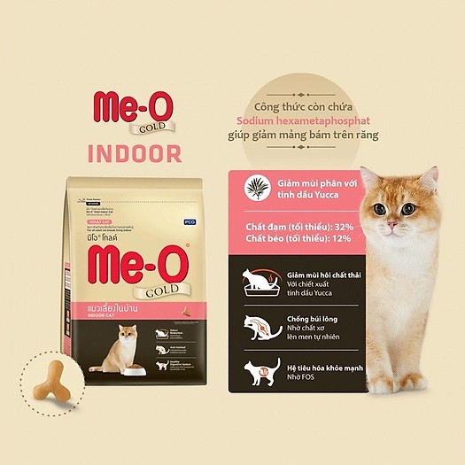 Hạt mèo Me O Gold Thức ăn cho mèo trưởng thành Indoor 400gr Petemo Pet Shop